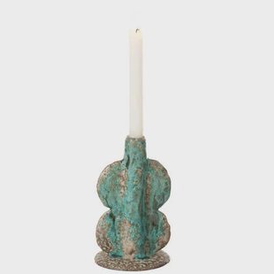 J-Line vaas Naga Smal - keramiek - azuur|bruin - 20 cm hoog