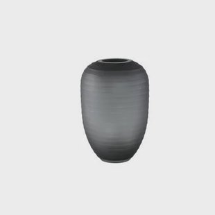 PTMD Nadah Grey Round Ribbed Glass Vase High S