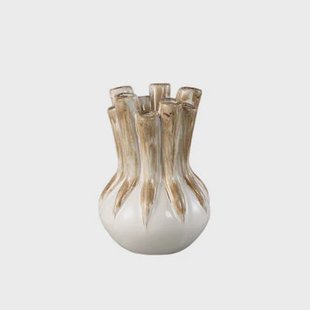 PTMD Manali Cream Ceramic Round Vase Colored Tubes M PTMD Manali Cream Ceramic Round Vase Colored Tubes M