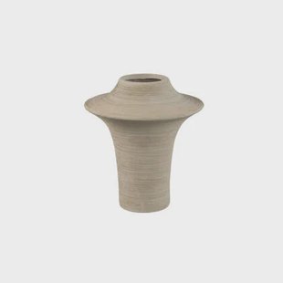 PTMD Rinder Beige Matt Ceramic Wide Ring Vase High S