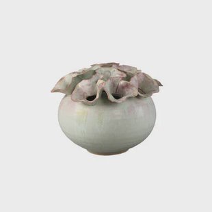 PTMD Jullia Green Ceramic Vase Flower Shaped Holes M
