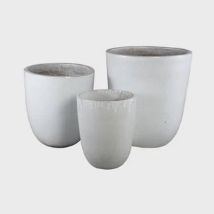 PTMD Gommes White Glazed Ceramic Pot SV3