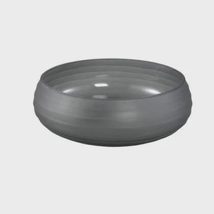 PTMD Nadah Grey Bowl Shaped Ribbed Glass Vase