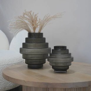 QUVIO Vaas - Glas - Grijs - Maat S