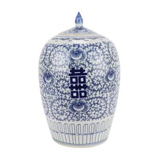 Fine Asianliving Chinese Gemberpot Blauw Wit Dubbele