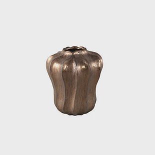 PTMD Hamish Bronze Ceramic Round Wavy Shaped Vase S