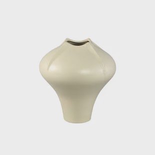 PTMD Ginos Cream Matt Ceramic Organic Bulb Vase L