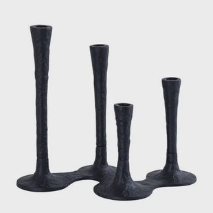 PTMD Lynette Black Casted Alu Candleholder Rounds Base