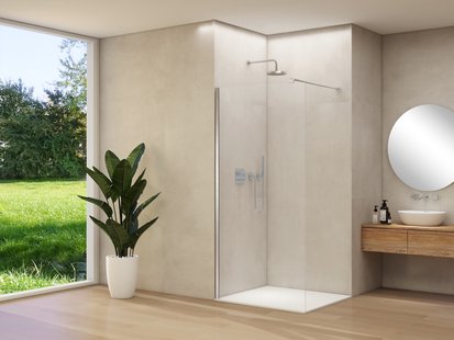 Inloopdouche Van Rijn Products ST01 100x200 cm 8 mm Helder Ribbel Glas Incl. Beslag met Muurprofiel en Stabilisatiestang Chroom