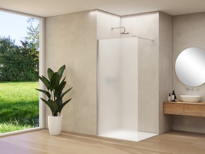 Inloopdouche Van Rijn Products ST01 120x200 cm 8 mm Satijnglas Incl. Beslag met Muurprofiel en Stabilisatiestang Chroom