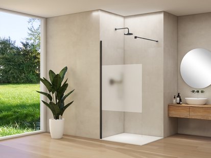 Inloopdouche Van Rijn Products ST01 110x200 cm 8 mm Helder Glas Met Satijnbaan Incl. Beslag met Muurprofiel en Stabilisatiestang Mat Zwart