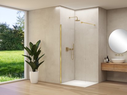Inloopdouche Van Rijn Products ST01 30x200 cm 8 mm Helder Glas Incl. Beslag met Muurprofiel Geborsteld Messing Inloopdouche Van Rijn Products ST01 30x200 cm 8 mm Helder Glas Incl. Beslag met Muurprofiel Geborsteld Messing
