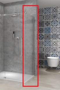 Vaste Wand Van Rijn Products ST08 80x200 cm 8 mm Helder Glas met Muurprofiel RVS tbv Hoekcabine