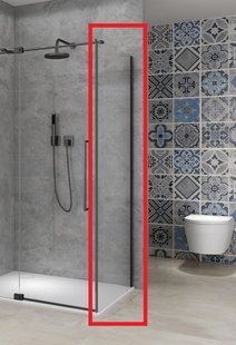 Vaste Wand Van Rijn Products ST08 70x200 cm 8 mm Helder Glas met Muurprofiel Mat Zwart tbv Hoekcabine