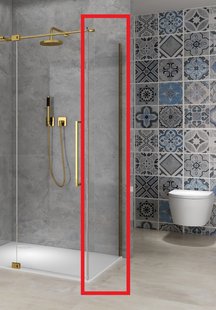 Vaste Wand Van Rijn Products ST08 110x200 cm 8 mm Helder Glas met Muurprofiel Mat Messing tbv Hoekcabine