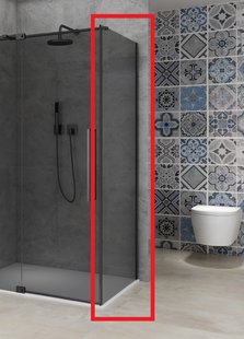 Vaste Wand Van Rijn Products ST08 120x200 cm 8 mm Rookglas met Muurprofiel Mat Zwart tbv Hoekcabine