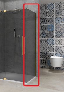 Vaste Wand Van Rijn Products ST08 100x200 cm 8 mm Rookglas met Muurprofiel Mat Messing tbv Hoekcabine