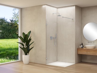 Inloopdouche Van Rijn Products ST01 40x200 cm 8 mm Helder Glas Incl. Klemmen Geborsteld RVS