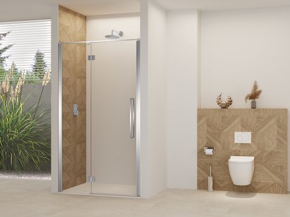 Nisdeur Van Rijn Products ST07 Aan Vast Deel 120x200 cm 8 mm Helder Glas Incl. Beslag, Greep en Stabilisatiestang Chroom