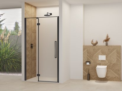 Nisdeur Van Rijn Products ST07 Aan Vast Deel 120x200 cm 8 mm Helder Glas Incl. Beslag, Greep en Stabilisatiestang Mat Zwart