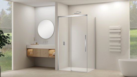 Zijwand Van Rijn Products ST09 tbv Hoekcabine 100x200 cm 8 mm Helder Glas Incl. Beslag Chroom