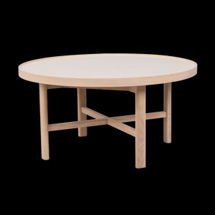 Marsden ronde houten salontafel met beige keramieken blad - Ø 90 cm