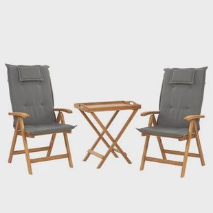 Beliani - JAVA - Bistroset voor 2 - Lichte houtkleur |Grafietgrijs