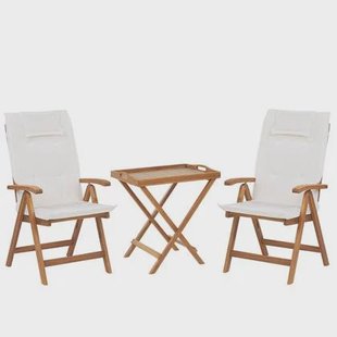 Beliani-JAVA-Bistroset voor 2-Lichte houtkleur |Cremewit-Acaciahout