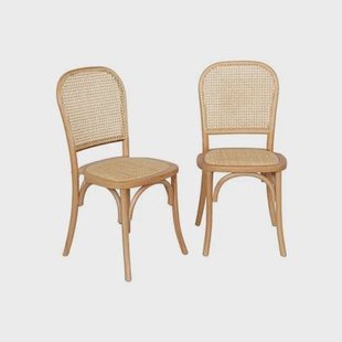 sweeek - Houten en rotan vintage stoelen (set van 2)