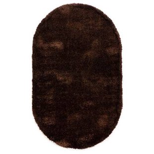 Tapeso Ovaal hoogpolig vloerkleed velvet - Posh donkerbruin - 200x300
