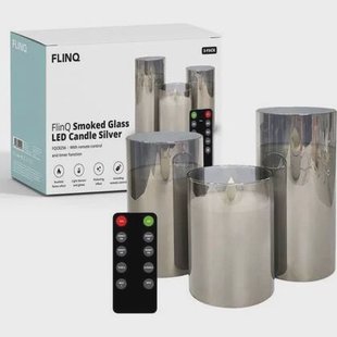 FlinQ LED Kaarsen Smoke Glas met Bewegende Vlam Incl. FlinQ LED Kaarsen Smoke Glas met Bewegende Vlam Incl.