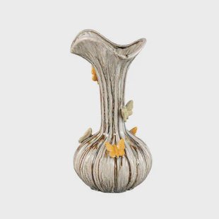 PTMD Tamarae Cream Ceramic Flowy Vase W Butterfly L
