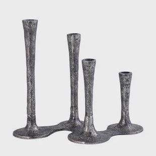 PTMD Lynette Silver Casted Alu Candleholder Rounds Base