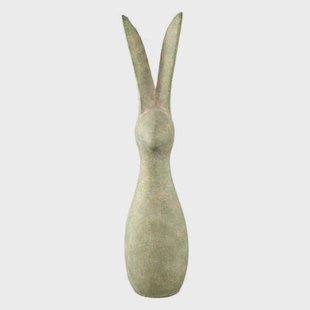 PTMD Remy Green Cement Rabbit Shaped Statue Ears Up XL