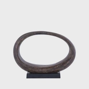 PTMD Rhubie Brown Oval Alu Casted Statue On Base Wide