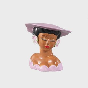 PTMD Lady Purple Ceramic Women With Hat Pot