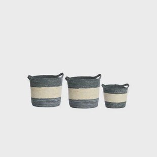 Light & Living - Mand KILKEE - Ø40x40cm - Blauw - Set van 3