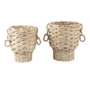 PTMD Aleece Natural Cornleaf Basket S|2 Ribbed Round PTMD Aleece Natural Cornleaf Basket S|2 Ribbed Round