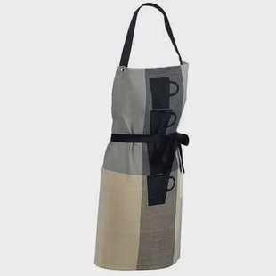 Kookschort, Keukenschort, Set van 2 Stuks, Katoen, Grijs met Koffiekop