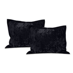 LINNICK Velvet Kussensloop - black 60x70cm - Set van 2