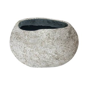 PTMD Hiranya White Round Organic Shaped GRC Pot S