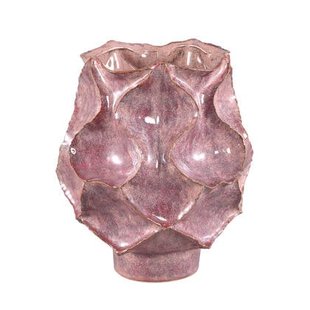 PTMD Cu Pink Ceramic Pot Irregular Dented On Foot L