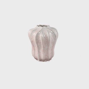 PTMD Hamish Pink Ceramic Round Wavy Shaped Vase S