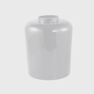 PTMD Devine White Glass Vase Solid Black Simple Round L