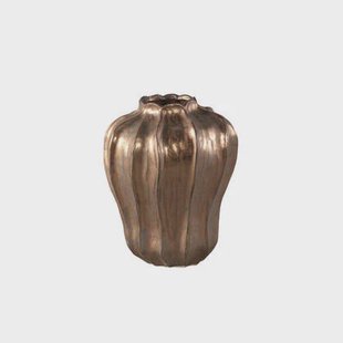 PTMD Hamish Bronze Ceramic Round Wavy Shaped Vase M