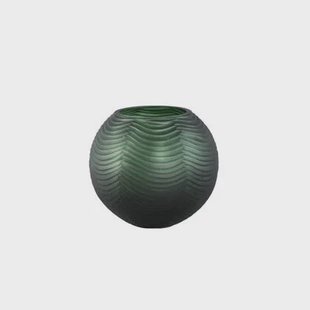 PTMD Elichi Green Round Glass Vase Low