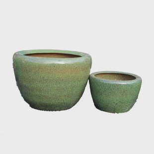 PTMD Madaline Green Glazed Round Ceramic Pot SV2