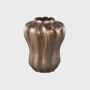 PTMD Hamish Bronze Ceramic Round Wavy Shaped Vase L