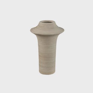 PTMD Rinder Beige Matt Ceramic Wide Ring Vase High L