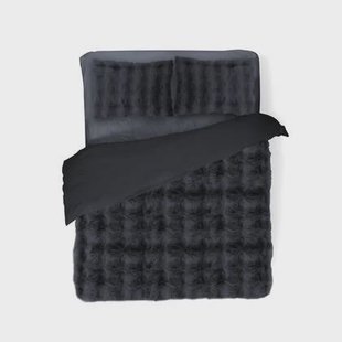 Eleganzzz Dekbedovertrek Bubble Pom Pom Rabbit Fur - dark grey